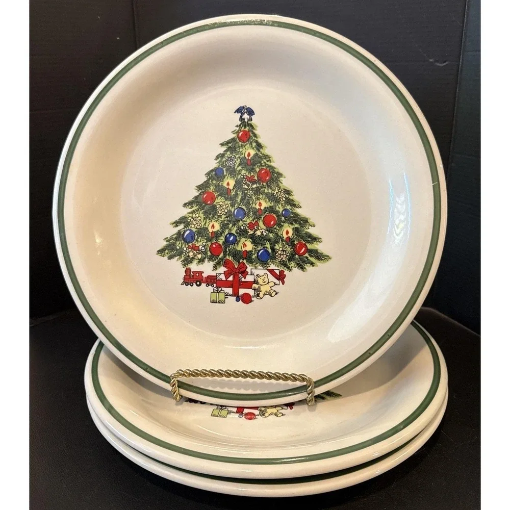 Mount Clemens Pottery Christmas Holiday Tree Dinner Plate Plates 10